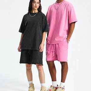T-shirts en coton surdimensionnés pour hommes, délavés à l'acide, coupe ample, style vintage, épais, à manches courtes, confortables et décontractés - Product Image 2