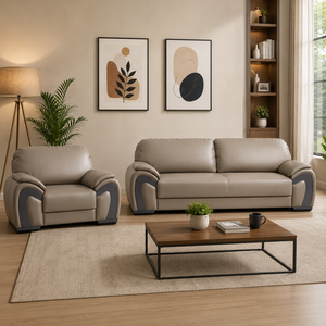 INTELLIGENTIA WOODS Modern Luxury Leather Sofa Set 1+2 Seater Fabric & HR Foam with American <b>Oak</b> Wood <b>Frame</b> for Living Room Home - Product Image 1
