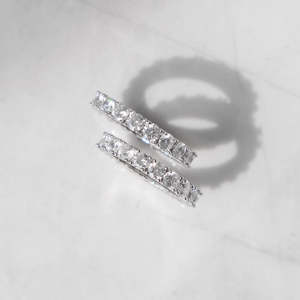 Bague d'éternité de luxe à coupe ronde |   Bague éternelle complète en argent sterling 925 | Bague de mariage et d'anniversaire - Product Image 1
