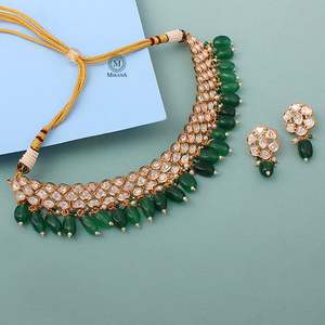 Emerald Green Polki Choker Set-Fine Jewelry by Akshita - Product Image 1