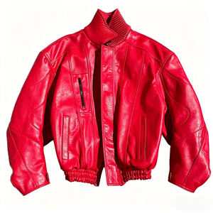 Custom Men's High Quality Cow Skin Leather Boxy Jacket Winter Oversized Coat High Neck Front <b>Zip</b>-<b>Fastening</b> Pocket Jacket for Men - Product Image 1