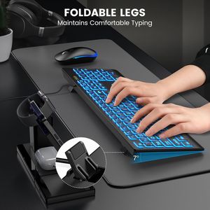 Tastiera retroilluminata a caratteri grandi, 7 colori, 4 modalità, USB cablata, lettere oversize, tasti facili da usare - Product Image 3