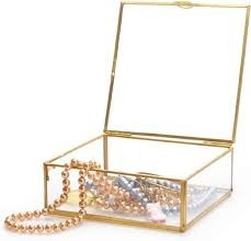 Minimalist Metal & Glass Jewelry Box Modern <b>Storage</b> Case for Rings Earrings Necklace Bracelet Home <b>Dressing</b> <b>Table</b> - Product Image 1