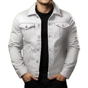 Chaqueta vaquera para hombre al por mayor, estilo vintage, lavado ácido, cuello alto, reversible, manga larga, un solo botón, estilo urbano, negra, servicio OEM - Product Image 1