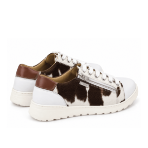 Zapatillas de Mujer de Piel de Oveja Marrón con Cremallera Lateral, Soporte de Arco Acolchado, Puntera Blanca y Suela Gruesa Crema, Zapatos Casuales de Moda - Product Image 4