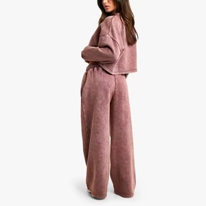 Conjuntos Deportivos de 2 Piezas para Mujer, de Alta Calidad, Casuales, para Invierno, Lisos, para Entrenamiento y Jogging, con Logotipo Personalizado, 100% Algodón - Product Image 4