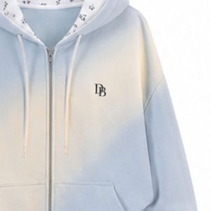 Nouveau sweat à capuche zippé oversize bleu clair pour femme, doublure florale, coupe ample, style streetwear, veste personnalisée OEM ODM - Product Image 6