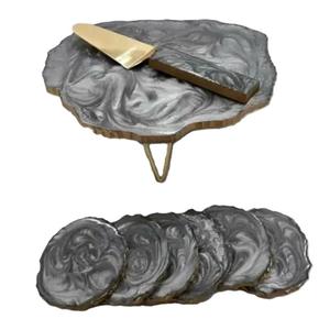 Soporte para Pastel de Resina con Aspecto de Ágata, Pintado a Mano, Estilo Romántico, para Fiestas, Bodas, Decoración del Hogar - Product Image 3