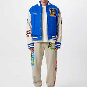 เสื้อแจ็คเก็ตวาร์ซิตี้สีน้ำเงินสำหรับผู้ชาย พร้อมโลโก้ NYC HP ปักลาย สไตล์พรีปปี้ ทรงปกติ คอปกพับได้ ผลิตจากผ้าโพลีเอสเตอร์ผสมฝ้าย - Product Image 3