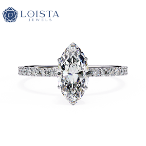 Anillo de compromiso de lujo con diamante solitario de estilo minimalista para mujer, 2 quilates, corte marquesa, brillante, cultivado en laboratorio. - Product Image 1