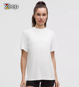 Camiseta Deportiva Ligera Informal para Mujer XEEP, Personalizable, Corte Holgado, Manga Corta, Transpirable, Cuello en V, Tejido de Punto con Letras - Product Image 1
