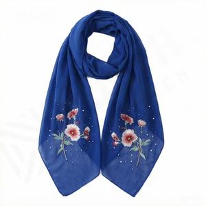 Voile musulman de haute qualité, nouveau châle hijab en mousseline de soie perlée respirant pour femme, brodé, long, doux et premium pour l'été - Product Image 4