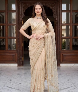 Indian Ethnic Fancy Designer Wedding Saree with Heavy Net Material Embroidery Sequins Work Trendy Women Fit - Product Image 1