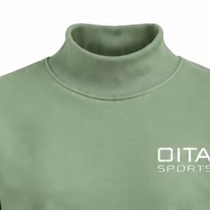 Sage Green Women Mock Neck Sweatshirt Long Sleeve Pullover High Neck Casual Fleece Top Oversized Winter Streetwear <b>Jumper</b> - Product Image 4