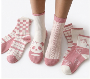 Calcetines de Tobillo con Dibujo de Oso Rosa, Lindos, de Algodón, Transpirables, Estilo Coreano, Dulces, de Malla, para Mujer, para Verano - Product Image 1