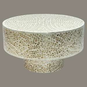 โต๊ะกาแฟทรงกลมฝังมุกแกะสลักด้วยมือสุดหรูสำหรับเฟอร์นิเจอร์ห้องนั่งเล่น - Product Image 2