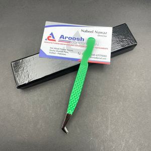 Pinzas rusas de acero inoxidable de alta calidad con empuñadura de diamante Logotipo verde personalizado Pinzas de pestañas sostenibles Punta puntiaguda - Product Image 4