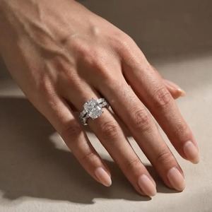 Trendy Design 5.0 Carat 925 Moissanite Cushion Cut 4 Prong <b>Set</b> Gold Plated Engagement <b>Ring</b> <b>Sterling</b> <b>Silver</b> Wedding Band Women's. - Product Image 3