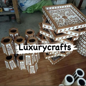 Bandeja con incrustaciones de madera artesanal de lujo de calidad superior con quemador de incienso de perla madre caja de almacenamiento aroma de pino Jengibre a un precio económico - Product Image 2