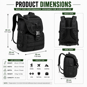 Sac à dos tactique imperméable personnalisé de 25 L, sac de randonnée compact, sac de chasse, sac de sport léger, sac de voyage de jour en plein air, logo personnalisé OEM - Product Image 4