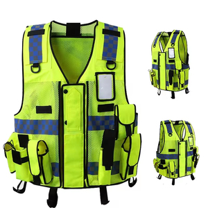 Golden Weather Safety Hi-Vis Reflective Vest Workwear Multi-Pocket Design 100% Polyester Mesh Customizable Color Guard Uniform - Product Image 2