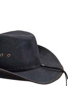 Black Leather Cowboy <b>Hat</b> with Braided <b>Band</b> and Adjustable Fit for Adults Male Casual Travel Winter Style - Product Image 3