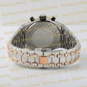 Premium Quality Pass Diamond Tester Chronograph D VVS Totalmente helado Moissanite Diamond Rose Gold Two Tone Hip Hop Watch para hombres - Product Image 4