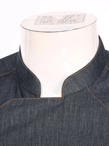 Chemise d'uniforme de serveur à manches courtes pour homme, en polyester et coton tissé, gris foncé, pour restaurant et bar, fermeture à boutons - Product Image 5