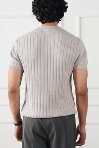 Camiseta de Manga Corta para Hombre, Estilo Gótico de Lujo, con Solapa de Satén, Tejido Anti-Pilling, para Verano, Estilo Casual, Bordada, 100% Poliéster - Product Image 5