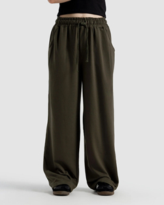 Pantalon de jogging décontracté pour homme, vert olive, coupe large, taille élastique, léger, en coton, polaire imperméable, respirant, écologique - Product Image 3