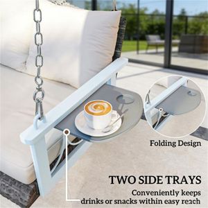 Natural Outdoor Terrace <b>Swing</b> with Cushion Porch <b>Swing</b> <b>Frame</b> for Patio Use - Product Image 2