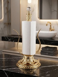 Porte-serviettes en métal de luxe pour table, cuisine, salle de bain, comptoir, support durable pour rouleau de papier, finition élégante et haut de gamme - Product Image 5