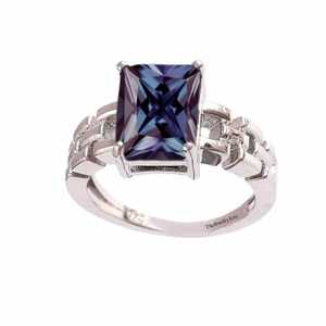 Vintage Alexandrite Engagement <b>Ring</b> <b>Silver</b> <b>Emerald</b> Cut VVS Clarity Prong Setting Wedding Anniversary <b>Ring</b> for Women Gifts for - Product Image 3
