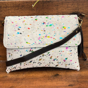 กระเป๋าสะพายข้างหนังวัวโลหะหรูหราแฟชั่นใหม่สำหรับผู้หญิงกระเป๋าถือแบบมีฝาปิดมีสายคล้องข้อมือสำหรับนักออกแบบหนังแท้สไตล์ตะวันตก - Product Image 2