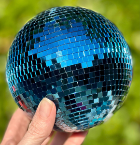 Handmade Cobalt Blue Disco <b>Ball</b> Hand Tiled <b>Mirror</b> Sphere Deep Sapphire Blue Reflective Tabletop Accent Decor Modern Glam Home - Product Image 3