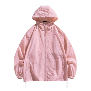 Wholesale Custom Coated Spring Casual Loose Lightweight Waterproof Zipper <b>Sunscreen</b> Sports Hooded Jacket for Men - Product Image 6