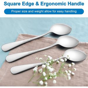 Ensemble de 6 cuillères à café en acier inoxydable de 6,7 pouces, non toxiques, robustes, pour café, thé, soupe, dessert, petites et pratiques - Product Image 2