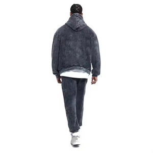 High Quality Winter Solid 100% Cotton Eco-Friendly Acid Wash Lightweight Hooded Casual Windbreaker Track Set Custom Piping - Product Image 3