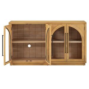 Credenza Grande in Quercia a 4 Ante con Porte in Vetro e Design con Pannelli in Legno di Quercia per Cucina e Sala da Pranzo - Product Image 6