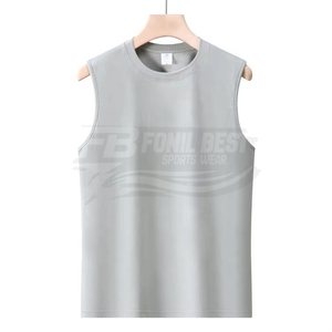 เสื้อยืดแขนกุดผู้ชายคุณภาพสูง ระบายอากาศได้ดี ผลิตจากผ้าสแปนเด็กซ์/โพลีเอสเตอร์ เป็นมิตรกับสิ่งแวดล้อม แห้งเร็ว สีขาวล้วน สไตล์ลำลอง - Product Image 5