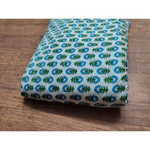 Tela de Algodón con Estampado Floral Azul Verde, Bolsa Cosmética Grande de Estilo Bohemio, Estampada, para Coser, Bolsa de Regalo, Bolso Tote - Product Image 2
