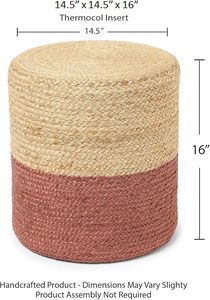Pouf ottoman rond en jute tissé à la main 2026 avec intérieur en EPE et éponge doux - Product Image 2