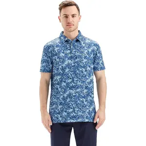 Wholesale Men Polo Shirts Loose Fit Button Down Lapel Mens Shirts Short Sleeve Printed T-shirts Summer Golf Tees Blouse