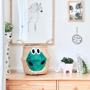 Cesta de Almacenamiento Hecha a Mano con Forma de Animal de Mimbre Marino, Organizador de Juguetes para Niños, Cesta de Lavandería Tejida para Guardería con Asas - Product Image 2