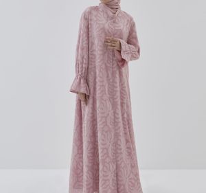 Luxurious Women Kaftan Abaya Dress Handmade Turkish Floor Length Long Sleeve Soft Breathable Polyester Floral Loose Fit - Product Image 3