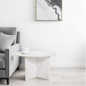 Mesa de Centro Redonda de Mármol Blanco, Mesa Moderna para Sala de Estar, Hotel, Villa - Product Image 5