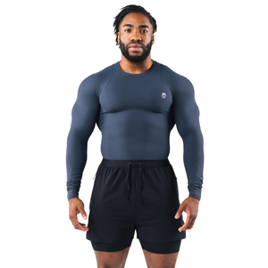 T-shirt de compression à manches longues pour homme, coupe ajustée, soutien musculaire, haut de performance pour la musculation et l'entraînement en salle de sport - Product Image 1