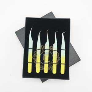 Pinzas de Punta plateada con recubrimiento en polvo Ombre, embalaje de logotipo personalizado, acero inoxidable sostenible para extensión de pestañas - Product Image 1