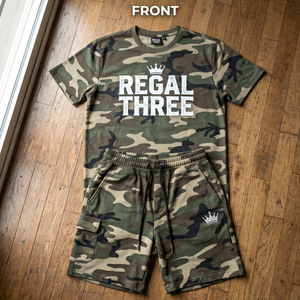 Ensemble T-shirt et short camouflage pour homme, style jogging, deux pièces, mode urbaine, survêtement à manches courtes - Product Image 1