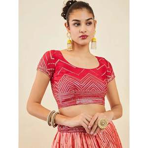 Pink <b>Sequins</b> <b>Art</b> Silk Festival Wear Lehenga Choli for Wedding Apparel - Product Image 5
